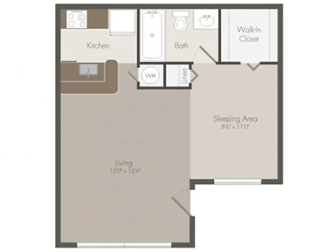 Studio floor plan C at the Grove at St. Andrews, Columbia, SC